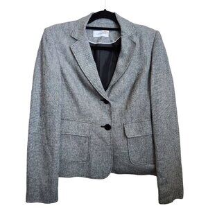 Calvin Klein‎ Womens Blazer Black Grey Size 4 Business Casual
